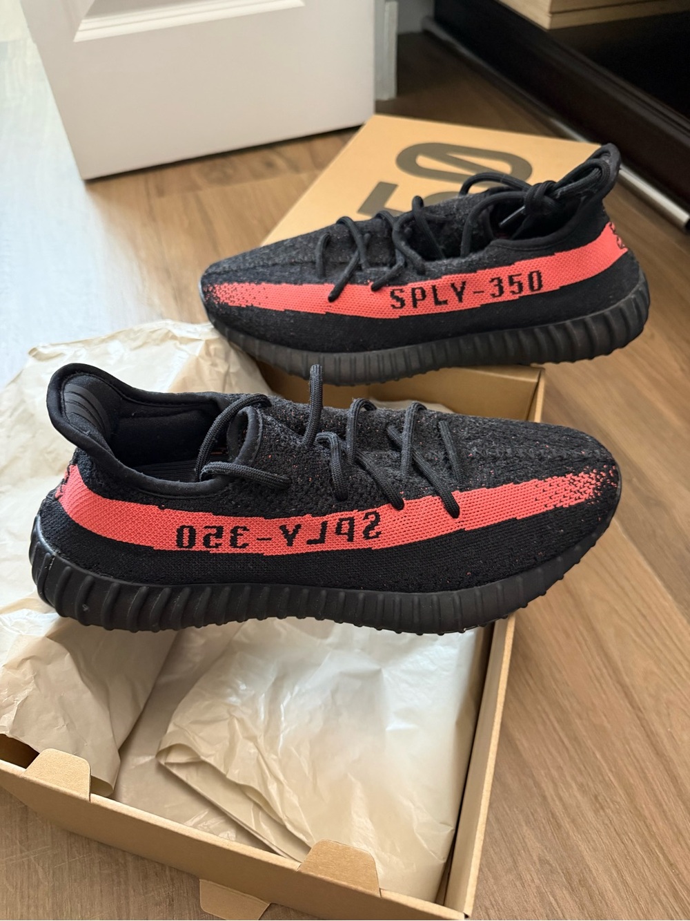 adidas Kids Black and Red Knit Sneakers SPLY-350